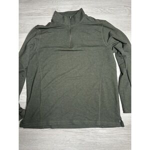 Orvis Dark Military Green Mens‎ L 1/4 Zip Pullover Cotton Sweater Outdoor Casual